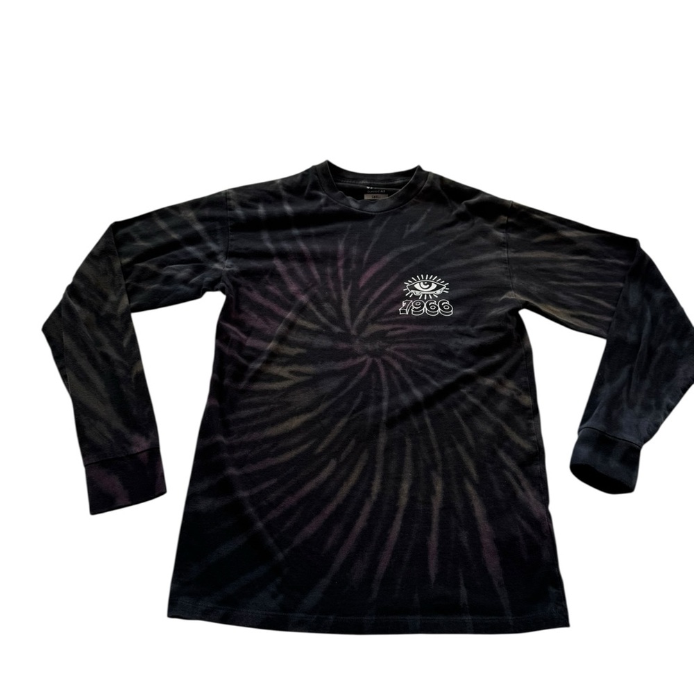 Vans Black Tie-Dye Long Sleeve Tee with White Eye Logo